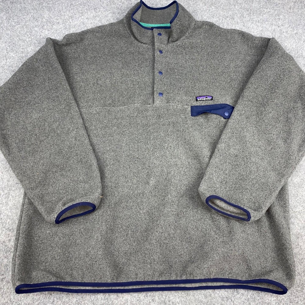 Patagonia Synchilla Snap-T Fleece Pullover Men's Xxl Gray Blue Outdoor Hiking